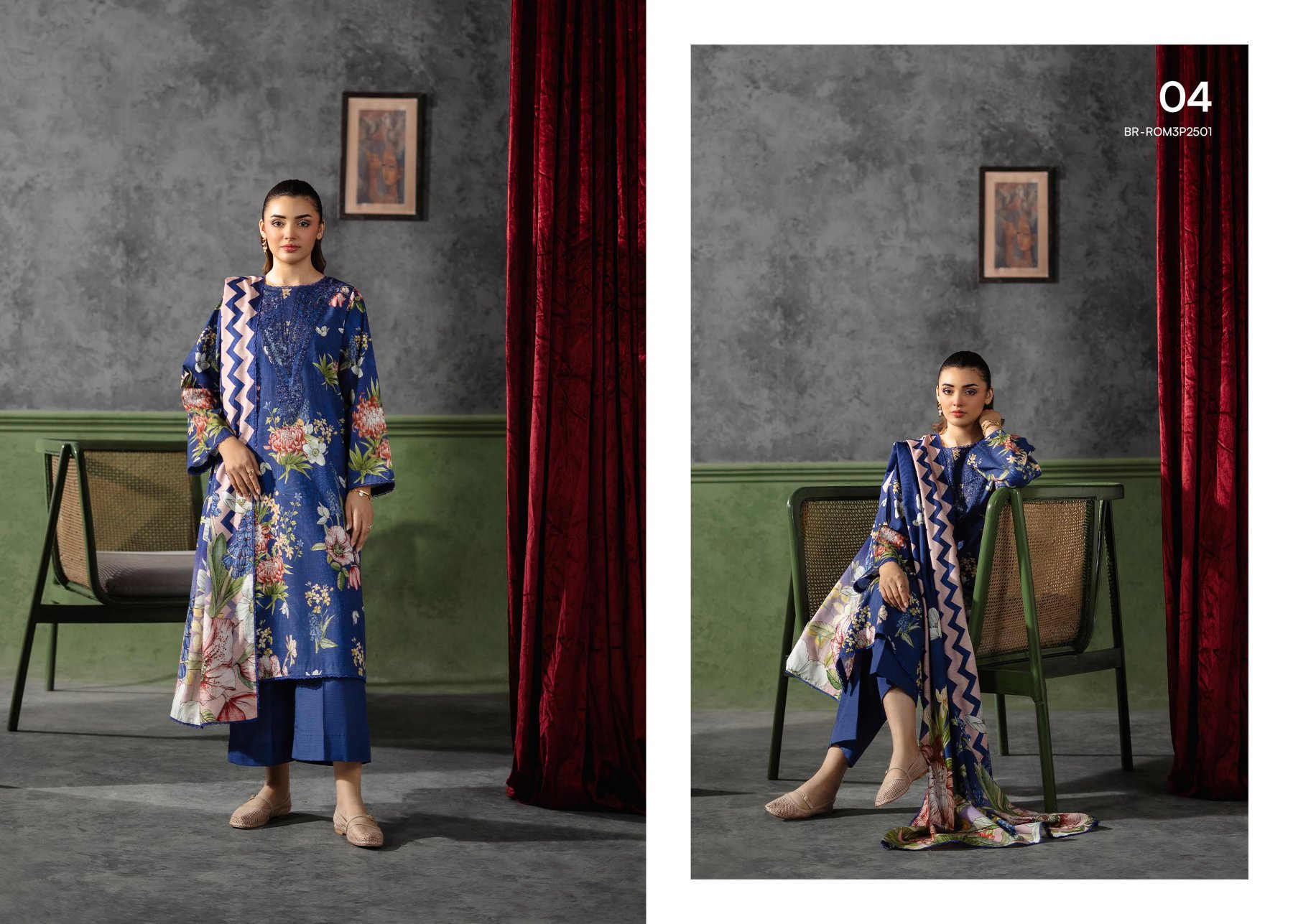 ROMA 3-PIECE LUXURY KHADDAR STITCHED - 011